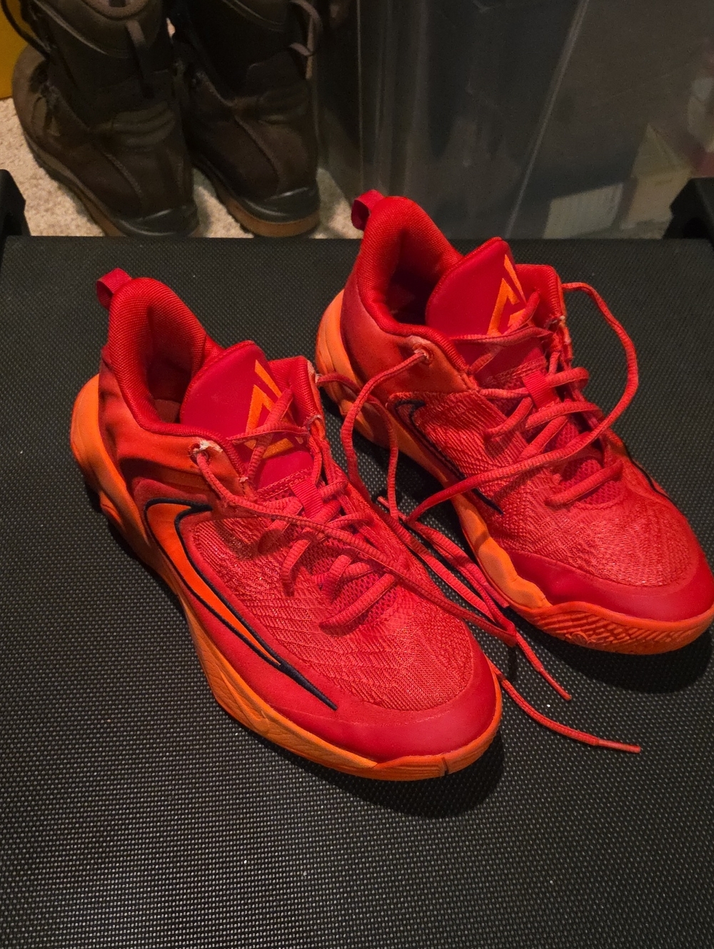 Nike Kids Red and Orange Giannis Basketball Shoes